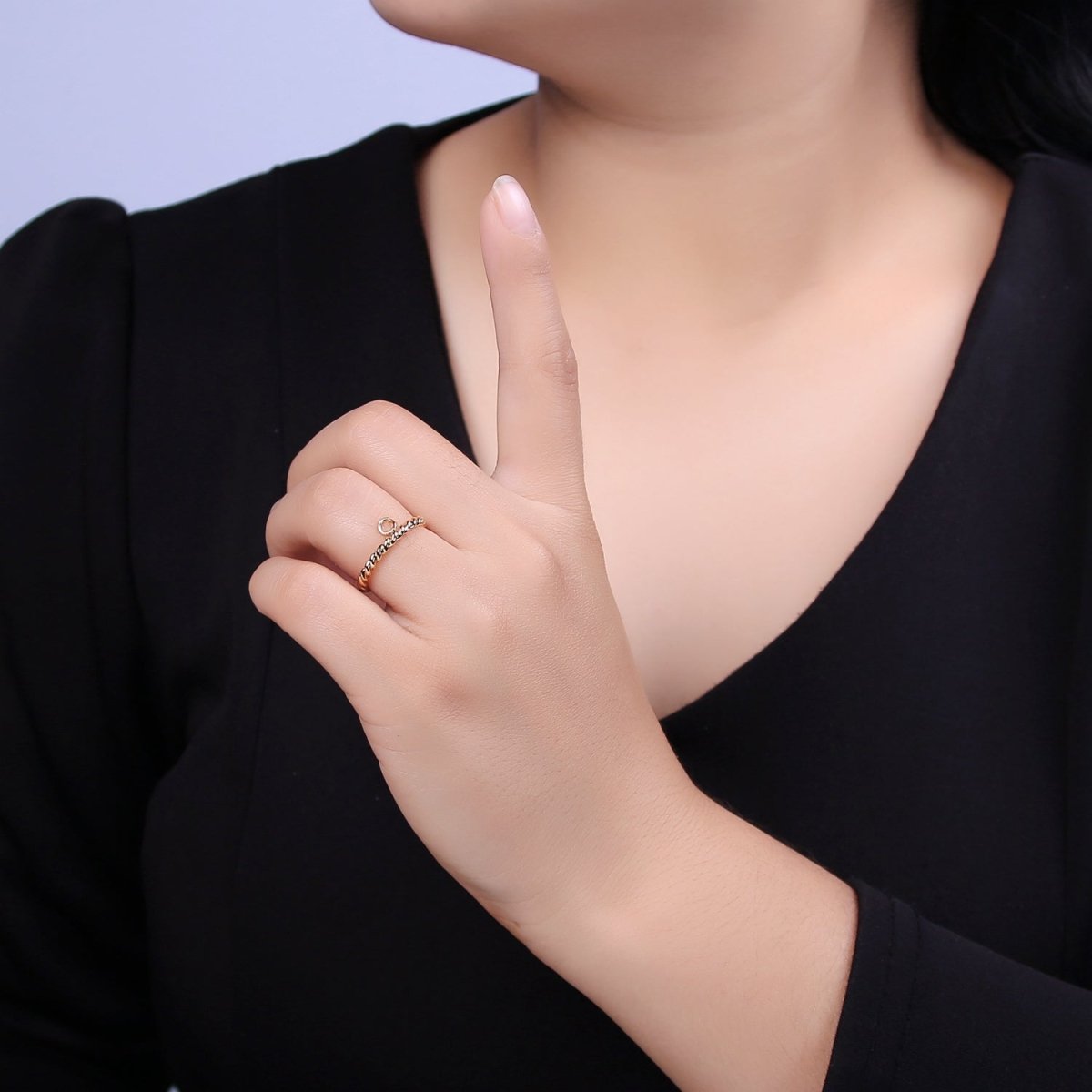 Gold plated Twisted Rope Ring with Open Link for Jewelry Making Supply Finding L-612 - DLUXCA