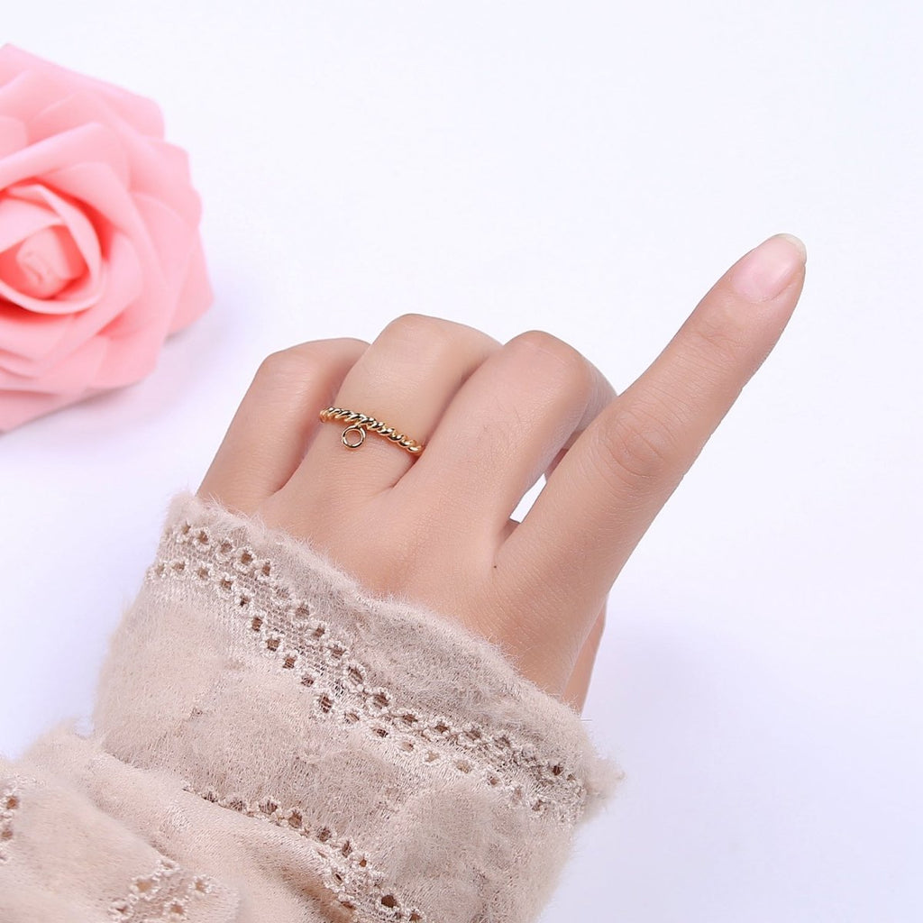 Gold plated Twisted Rope Ring with Open Link for Jewelry Making Supply Finding L-612 - DLUXCA