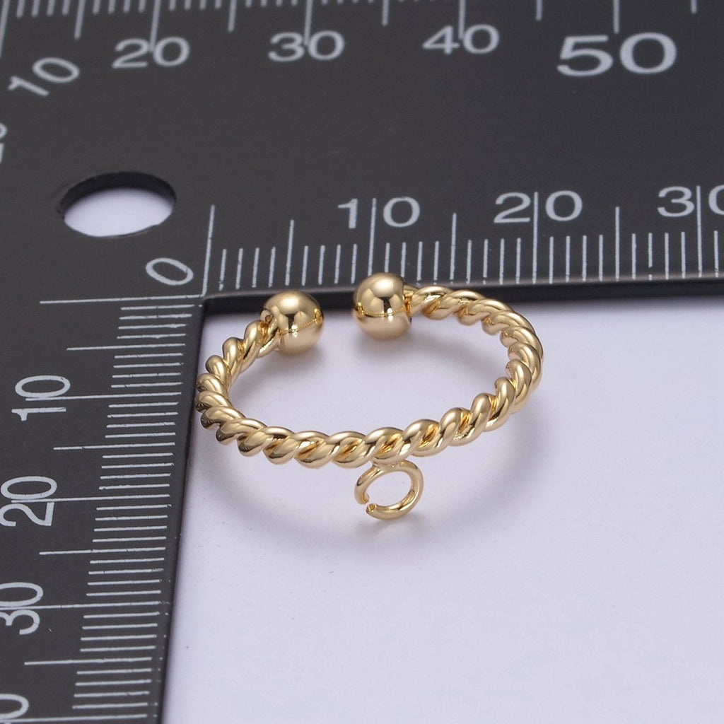 Gold plated Twisted Rope Ring with Open Link for Jewelry Making Supply Finding L-612 - DLUXCA