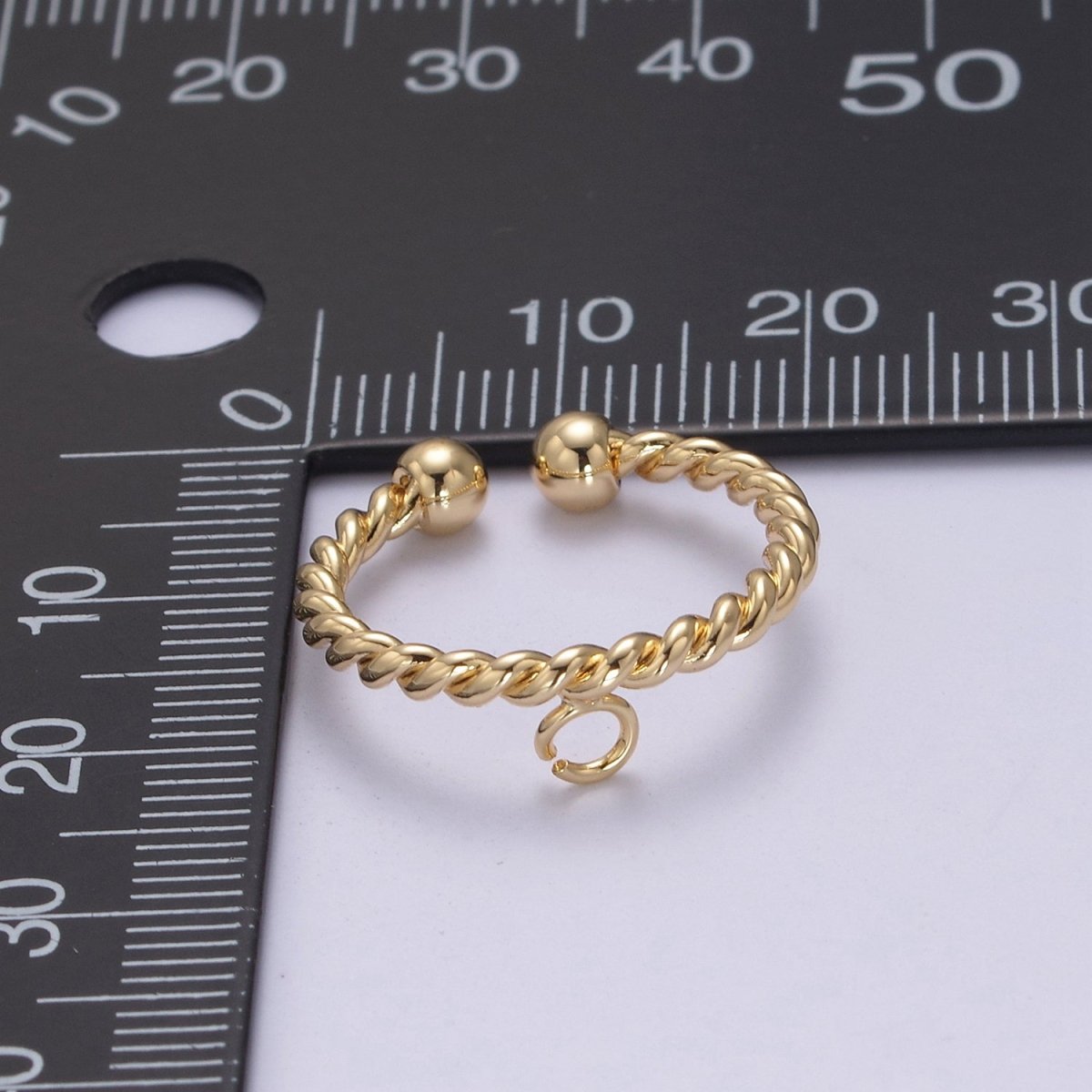 Gold plated Twisted Rope Ring with Open Link for Jewelry Making Supply Finding L-612 - DLUXCA