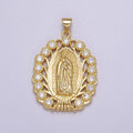 Gold plated Virgin Mary Pendant Gold Lady Guadalupe Medallion Charm for Religious Necklace J-404 - DLUXCA