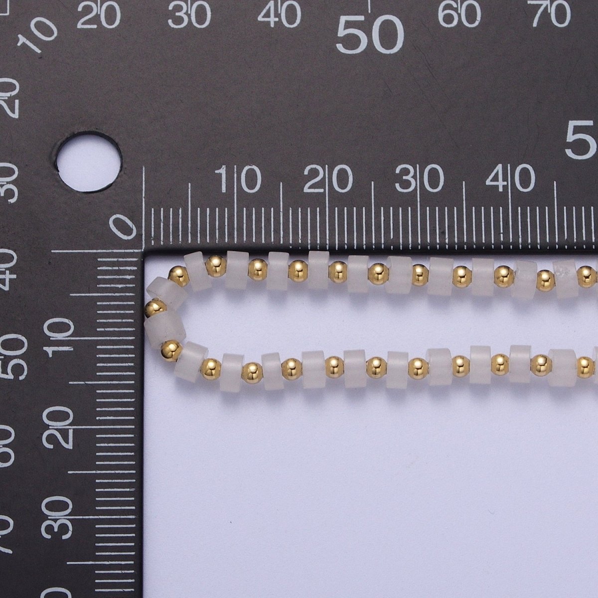Gold plated White Jade Rondelle Heishi Gemstone Gold Spacer Beads 15.5 Inch Choker Necklace | WA-1431 Clearance Pricing - DLUXCA