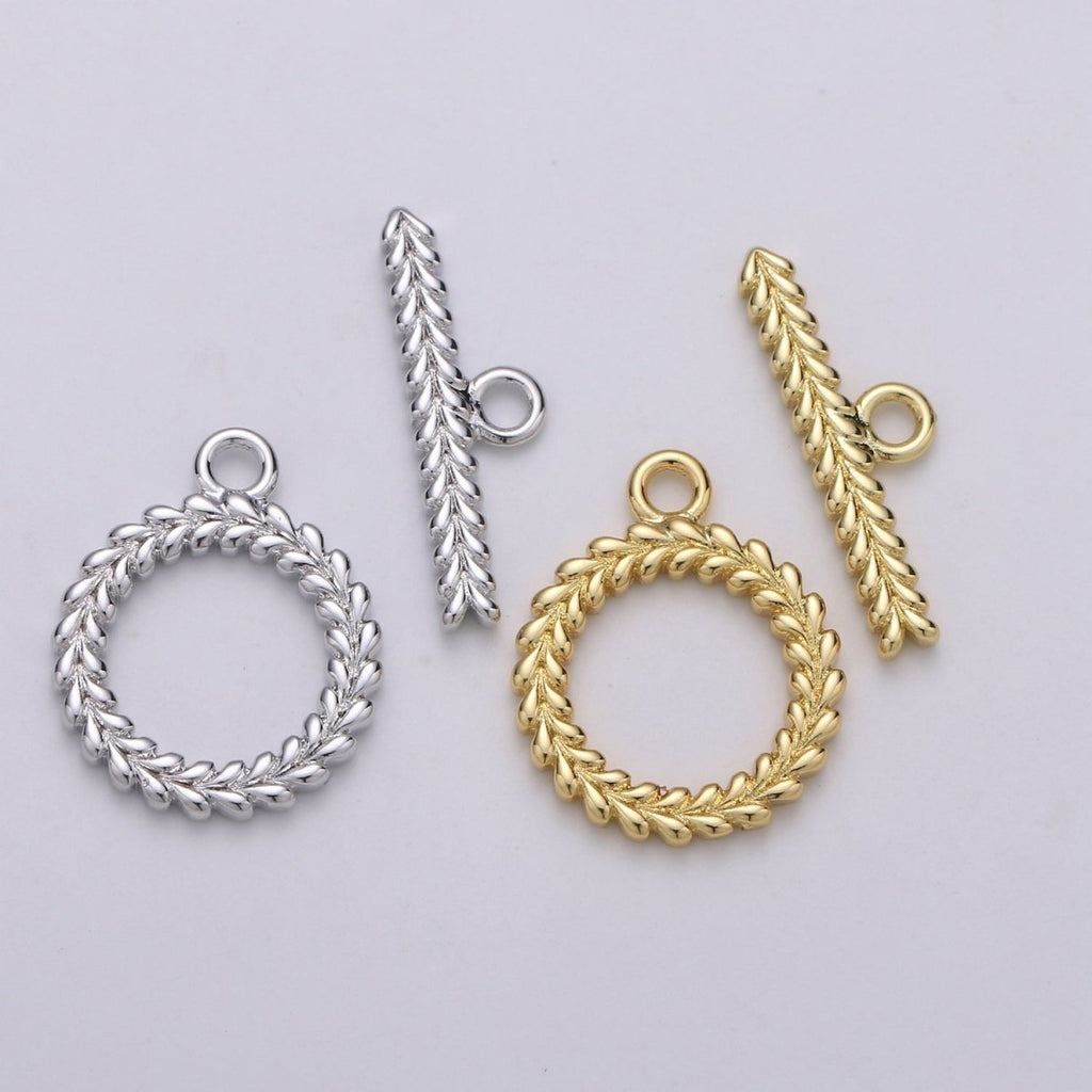 Gold plated Wreath Classic Twist Toggle Clasp For DIY Jewelry Making L-065~L-066 - DLUXCA