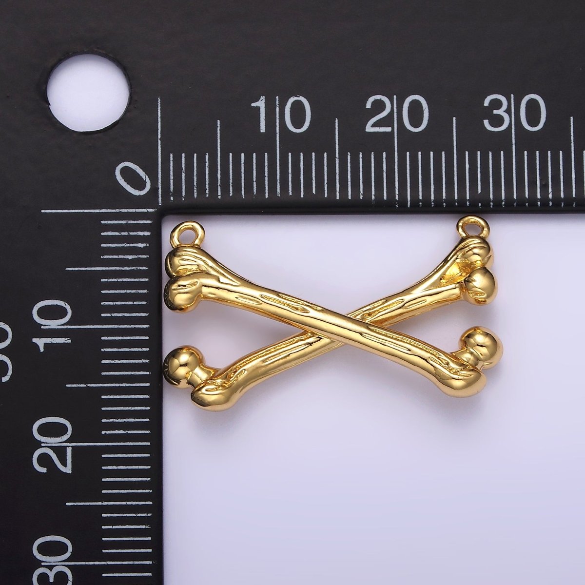 Gold plated X Crossed Textured Bone Skeleton Connector in Gold & Silver G-711 G-712 - DLUXCA