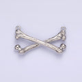 Gold plated X Crossed Textured Bone Skeleton Connector in Gold & Silver G-711 G-712 - DLUXCA