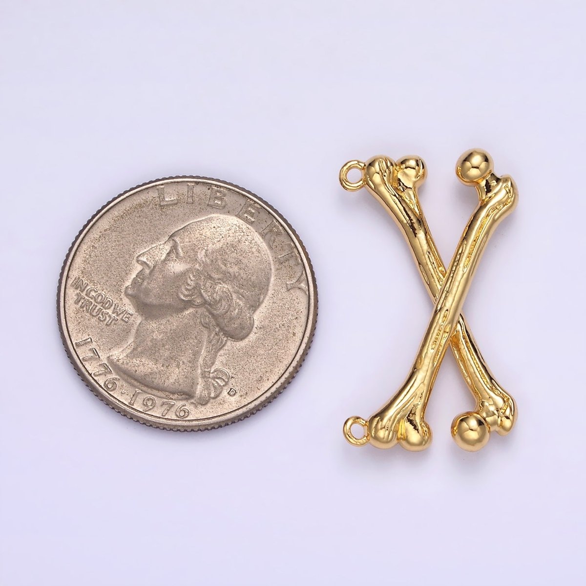 Gold plated X Crossed Textured Bone Skeleton Connector in Gold & Silver G-711 G-712 - DLUXCA