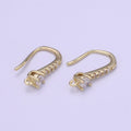 Gold Fish Hook Earrings Ear Wires French Hooks 15.5x9.5mm size 1 pair Open loop Micro Pave Cz Hook Earring Supply L-235~L-237