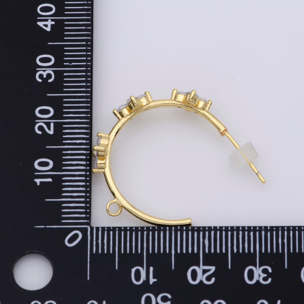 Gold Flower Patch Hoop Earring Open Link Earring for charm for Earring Making Supply Component - DLUXCA