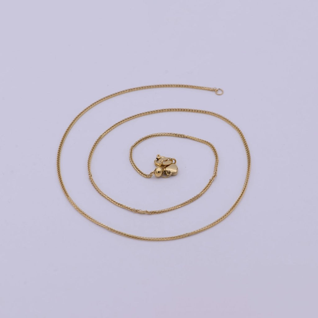 Gold Fox Tail Chain Necklace - 24K Gold Plated Foxtail Chain - Dainty 1.4mm Layering 20 Inch Ready To Wear Chain with Spring Ring | WA-516 Clearance Pricing - DLUXCA