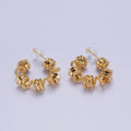 Gold Geometric Edged Spiral Coil Band C-Shaped Hoop Earrings | AE1020 - DLUXCA
