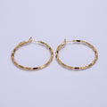 Gold Geometric Long Tube Beaded 40mm Minimalist Jewelry AE540 - DLUXCA