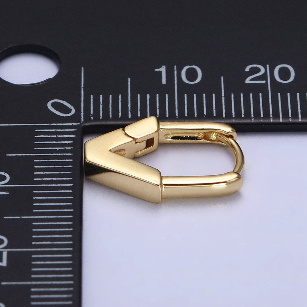 Gold Geometric V-Shaped Arrow Oblong Hoop Earrings | AB428 - DLUXCA
