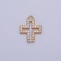 Gold Greek Cross Micro Paved Cubic Zirconia Charm For Religious Jewelry | X-253 - DLUXCA