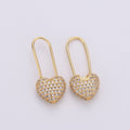 Gold Heart earrings Pin earrings Heart jewelry Unique earrings Unique jewelry Gold earrings Dainty earrings Delicate Earrings K-543 - DLUXCA