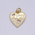 Gold Heart "LOVE" Clear Micro Paved CZ Add-On Charm | AC203 - DLUXCA