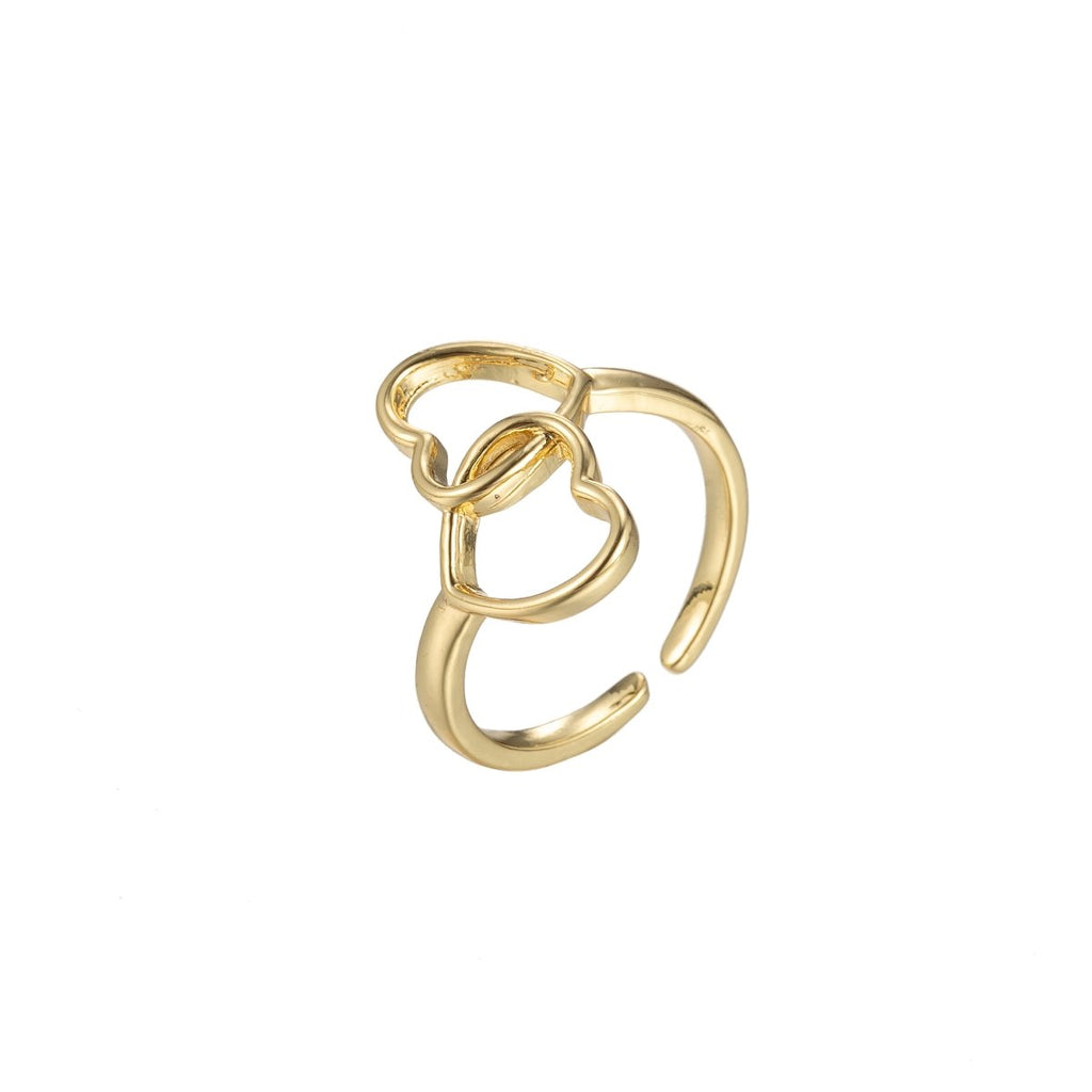 Gold Heart Ring, Heart Open Ring, Gold Adjustable Ring, Gold Rings for Women, Minimalist Gold Ring. Gold Midi Ring Stackable Jewelry O-353 - DLUXCA