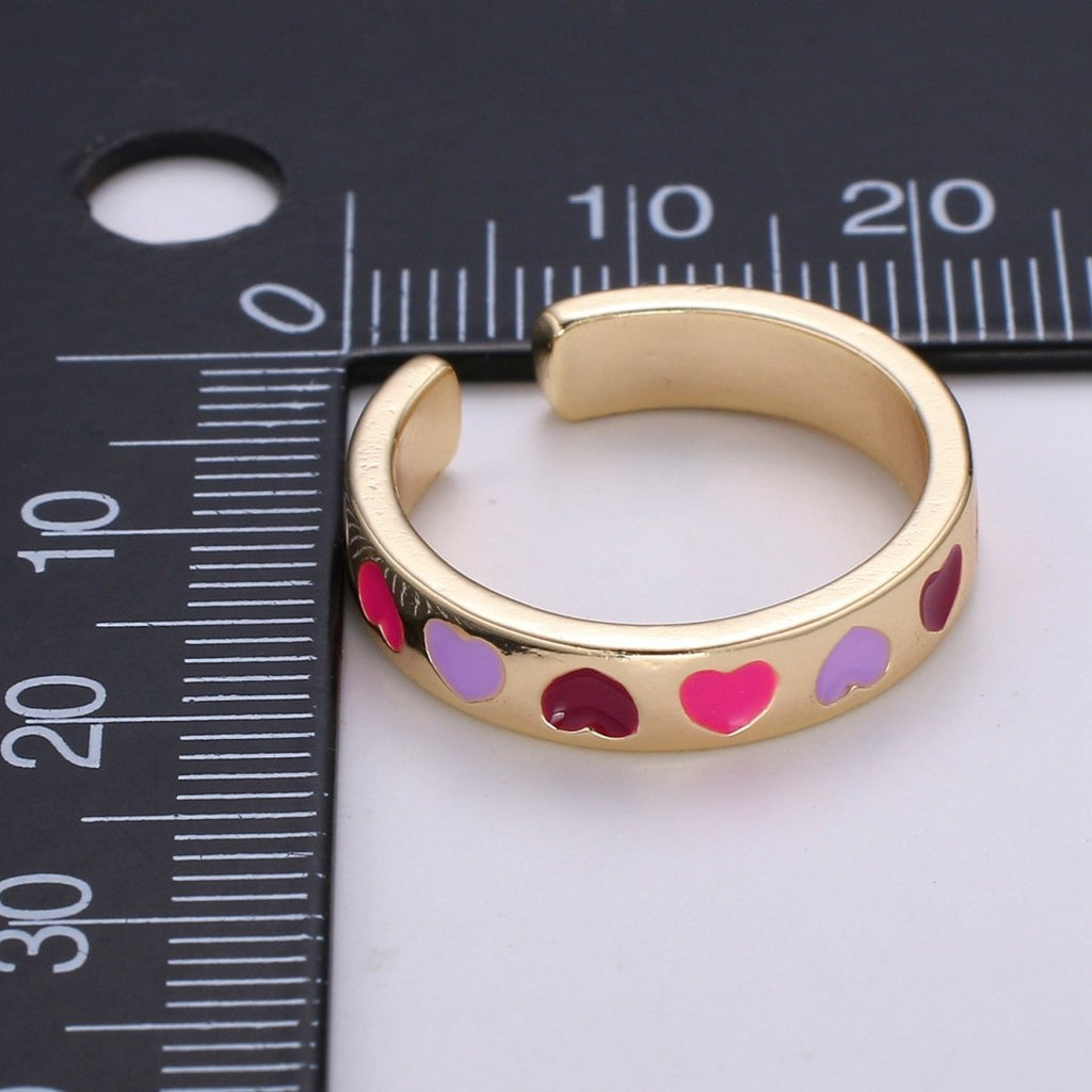 Gold Heart Ring, Love Ring, Open Heart Ring Adjustable Open Ring, Gold Stacking Ring Minimalist Heart Ring for Relationship Friendship Ring R323 - DLUXCA