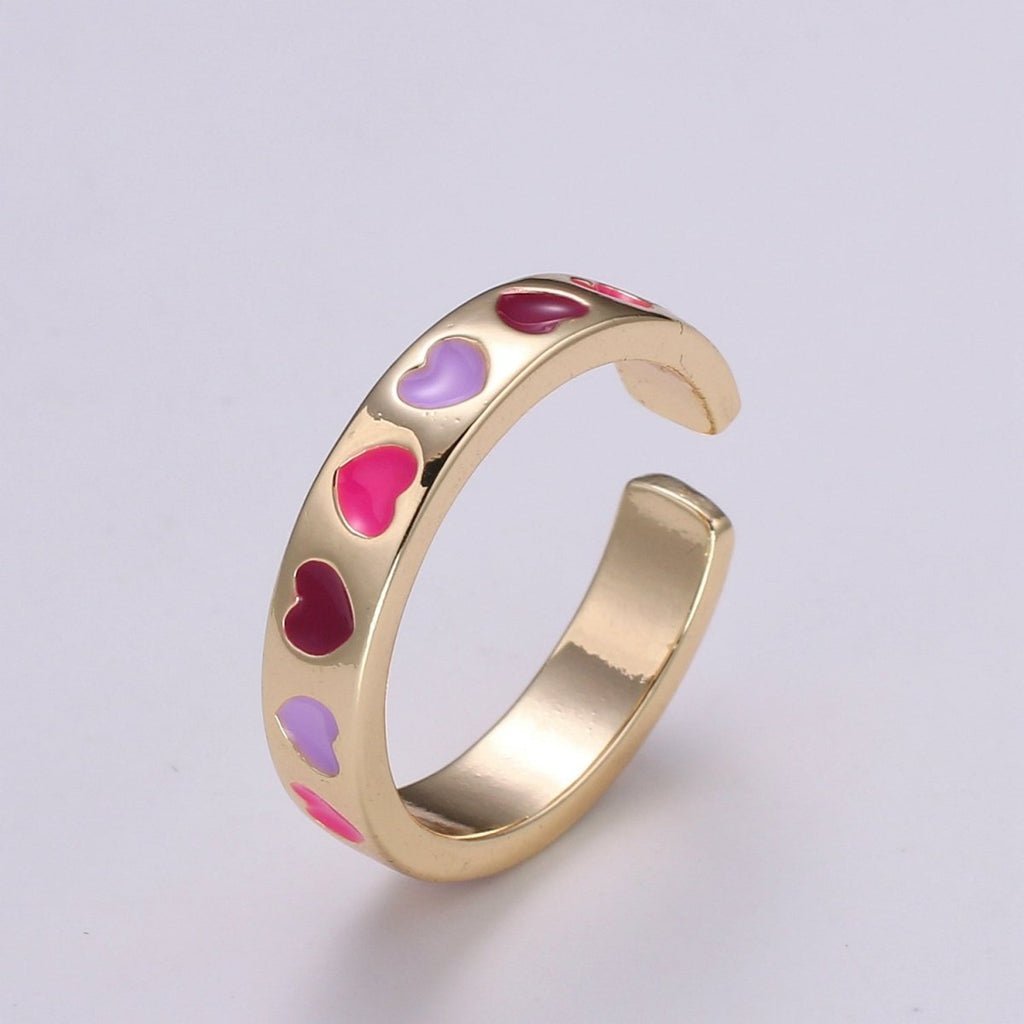 Gold Heart Ring, Love Ring, Open Heart Ring Adjustable Open Ring, Gold Stacking Ring Minimalist Heart Ring for Relationship Friendship Ring R323 - DLUXCA