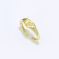 Gold Heart Signet Ring Open Adjustable Ring CZ Polaris Star burst Stackable Chunky Bold Celestial Ring Jewelry Gift, S-109 - DLUXCA