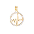 Gold Heartbeat, Pulse Strength Science Medical Doctor Nurse Cubic Zirconia Necklace Pendant Charm Bead Bails Findings for Jewelry Making H-076 - DLUXCA