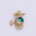 Gold Helicopter Charm Necklace - Helicopter Pendant - Chopper Whirlybird Jewelry Making N-710 - DLUXCA
