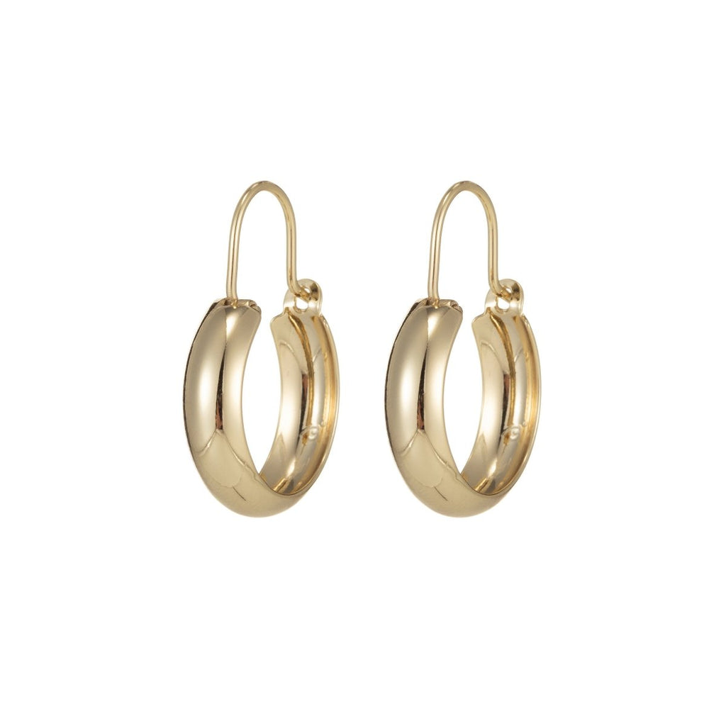 Gold Hoop Earrings, Small Hoop Earrings, Medium Minimal Hoop Earrings, Dainty Hoop Earrings, Thick 14k Gold plated Hoop Earrings Q-072 - DLUXCA
