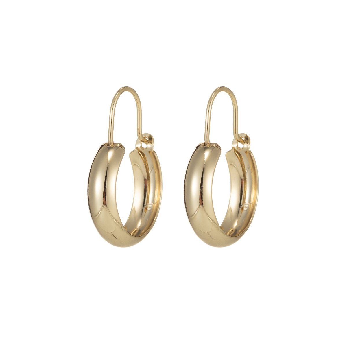 Gold Hoop Earrings, Small Hoop Earrings, Medium Minimal Hoop Earrings, Dainty Hoop Earrings, Thick 14k Gold plated Hoop Earrings Q-072 - DLUXCA