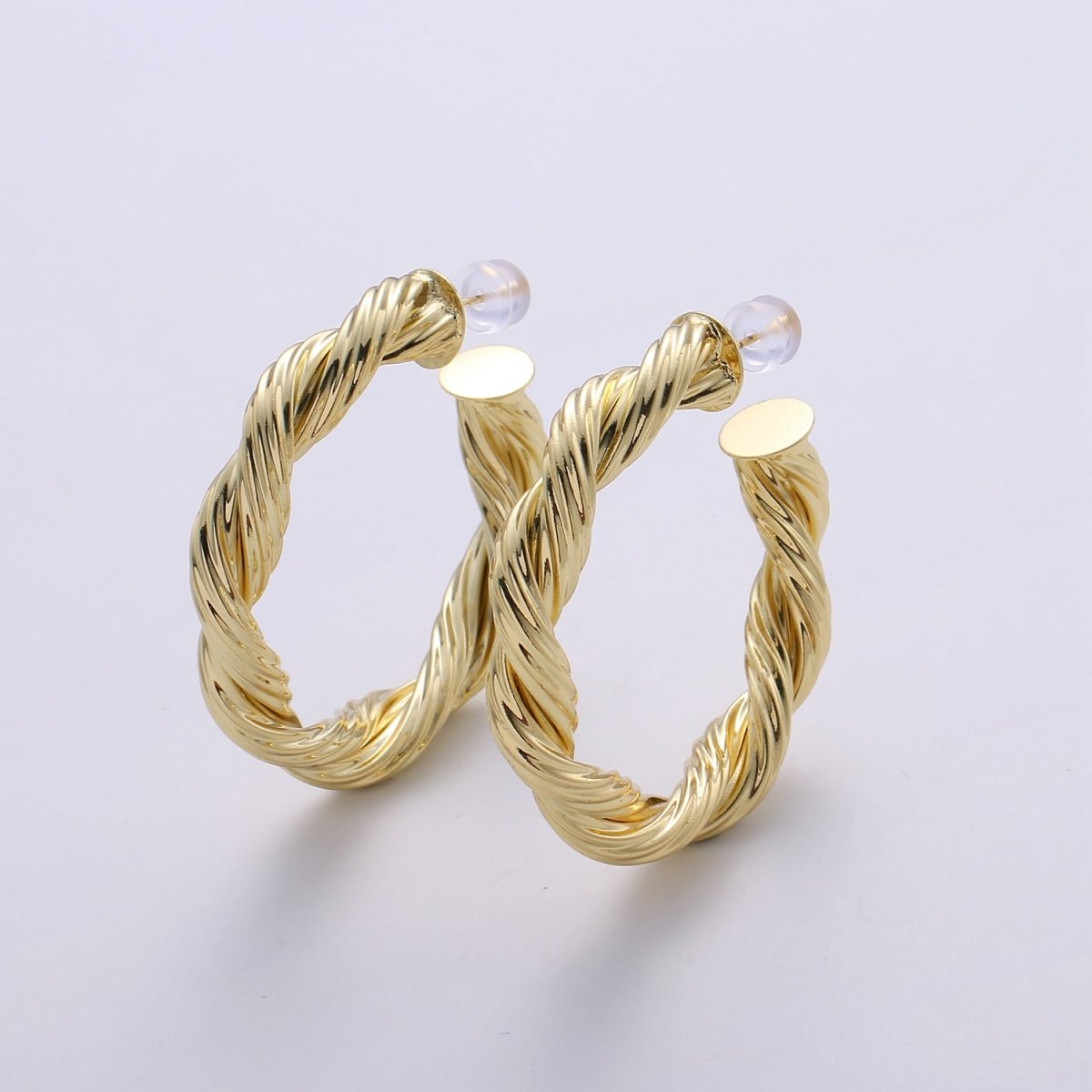 Gold Hoop Earrings, Small tube Hoop Earrings, Medium Twisted Hoop Earrings, chunky Gold Hoop Earrings, Thick 14k Gold plated Hoop Earrings