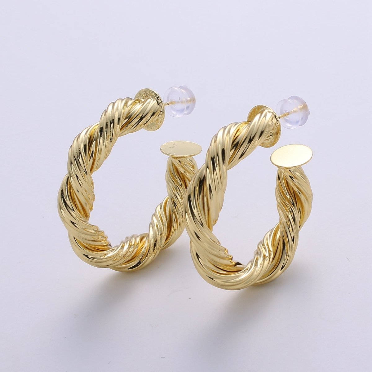 Gold Hoop Earrings, Small tube Hoop Earrings, Medium Twisted Hoop Earrings, chunky Gold Hoop Earrings, Thick 14k Gold plated Hoop Earrings