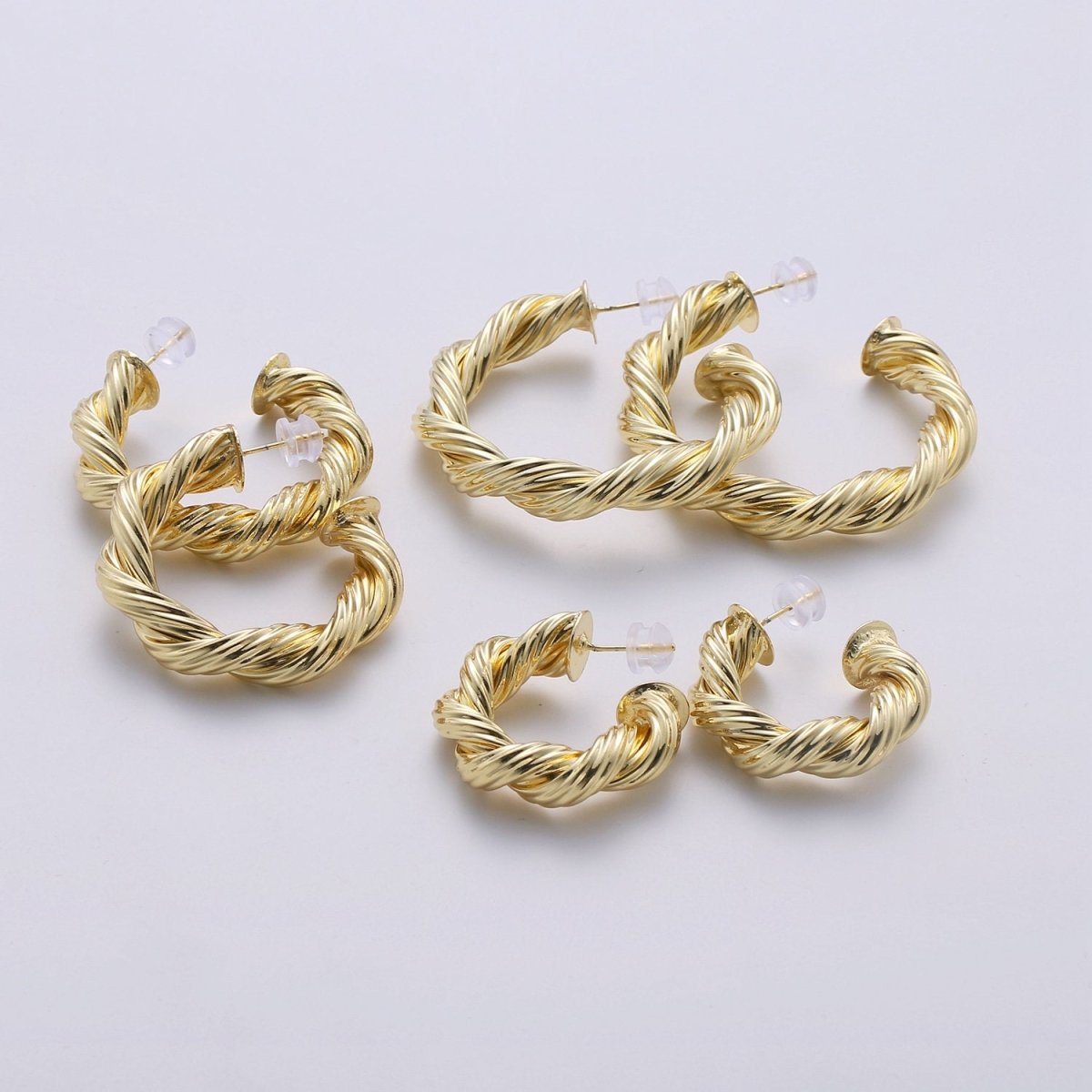 Gold Hoop Earrings, Small tube Hoop Earrings, Medium Twisted Hoop Earrings, chunky Gold Hoop Earrings, Thick 14k Gold plated Hoop Earrings