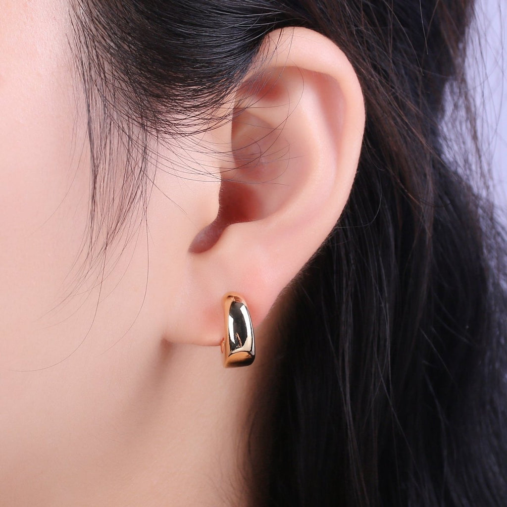 Gold Hoops Light Weight • Modern Bold Hoop Earrings • Gift For Her T-235 - DLUXCA
