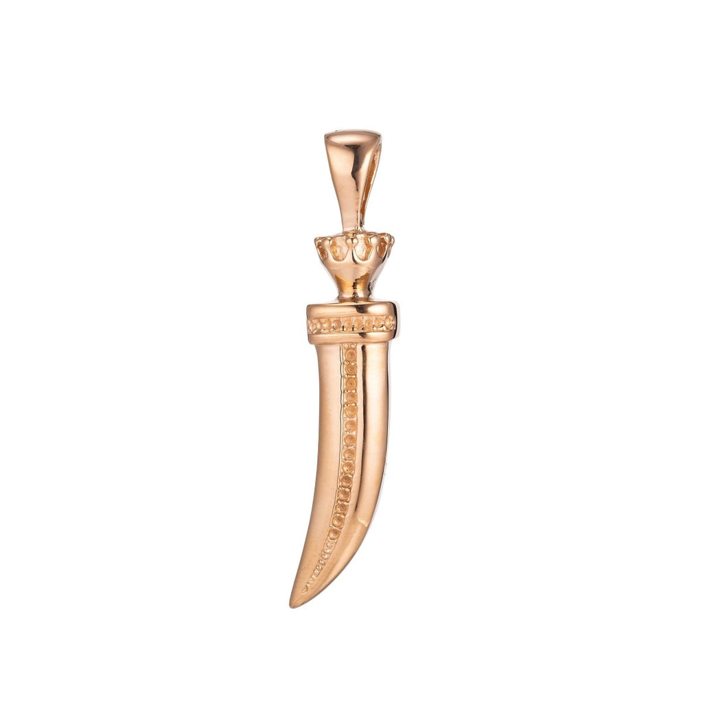 Gold Horn Pendant Tusk Horn Pendant Tibetan Ethnic Tribal Pendant Bohemian Large Tusk Horn Pendant for Necklace Jewelry Making J-596 - DLUXCA