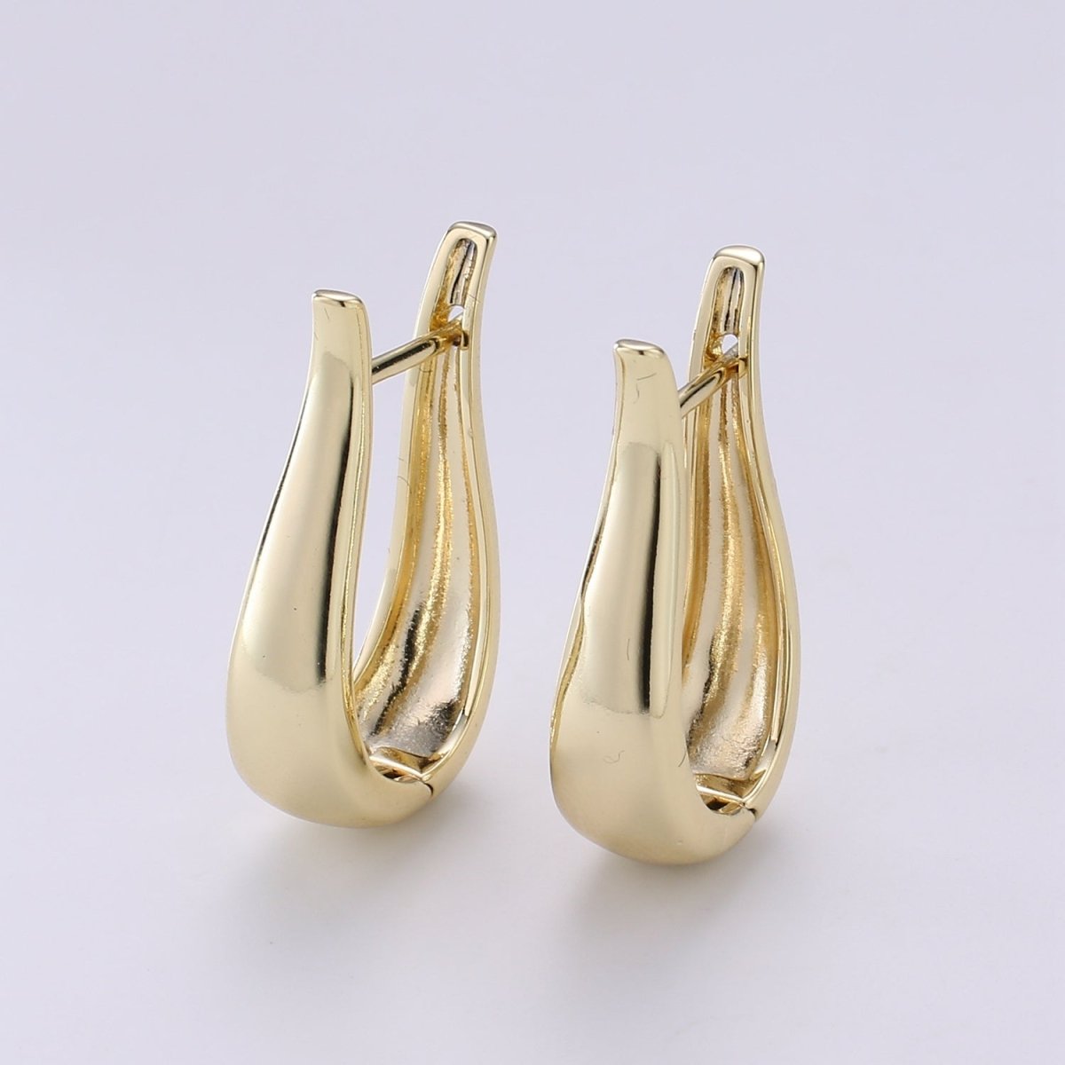 Gold Huggie Earring Chunky Earring 30mm, 14K gold plated Earromg Nickel and Lead free, Lever back earring making Supply Ear-1301 Q-323 - DLUXCA