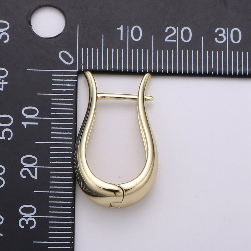 Gold Huggie Earring Chunky Earring 30mm, 14K gold plated Earromg Nickel and Lead free, Lever back earring making Supply Ear-1301 Q-323 - DLUXCA