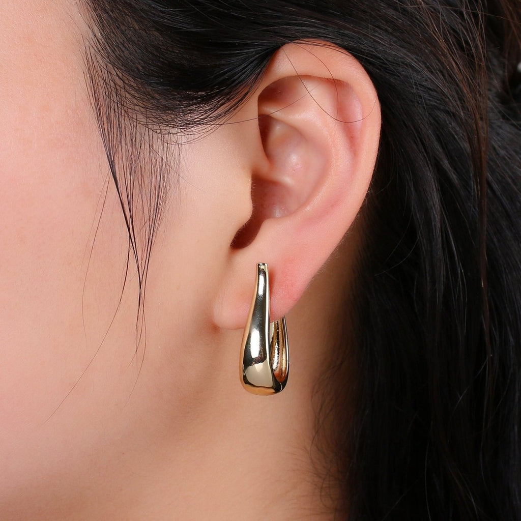 Gold Huggie Earring Chunky Earring 30mm, 14K gold plated Earromg Nickel and Lead free, Lever back earring making Supply Ear-1301 Q-323 - DLUXCA