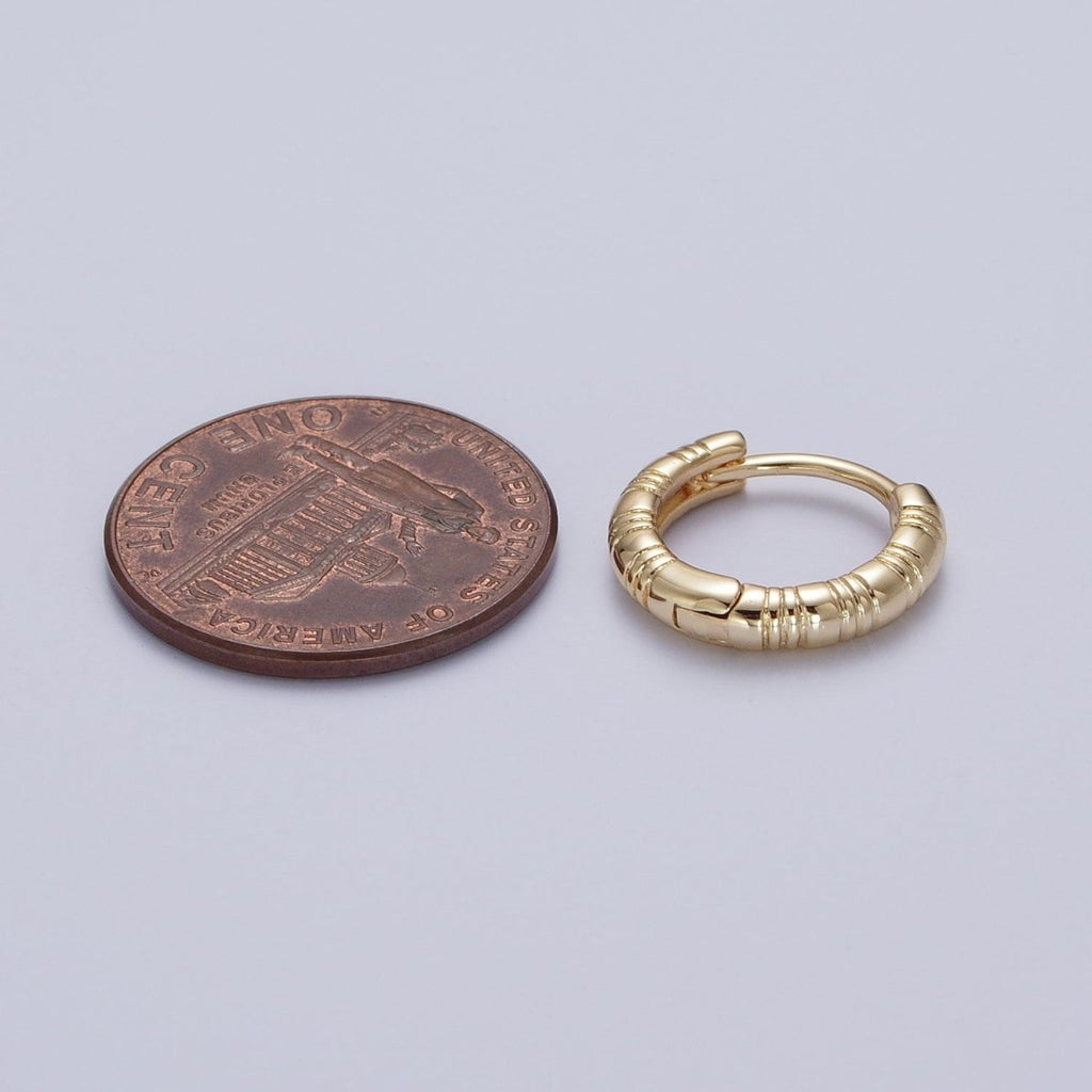 Gold Huggie Earring Minimalist Line Textured Gold Earring for Fashion Jewelry | AD-047 AD-051