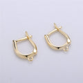 Gold Huggie Earring one touch w/ open link, 1 pair 15mm, 14K gold plated, Nickel and Lead free, Lever back earring making Supply K-254 - DLUXCA