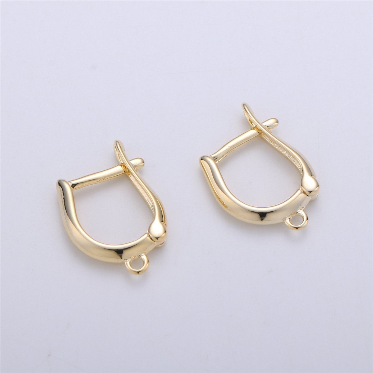Gold Huggie Earring one touch w/ open link, 1 pair 15mm, 14K gold plated, Nickel and Lead free, Lever back earring making Supply K-254 - DLUXCA