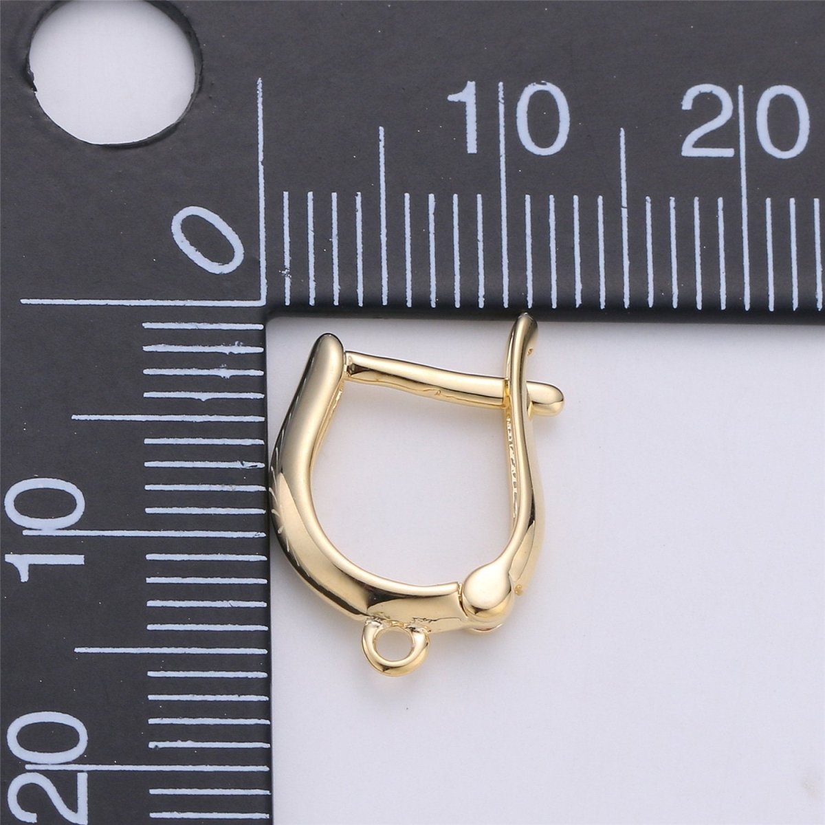 Gold Huggie Earring one touch w/ open link, 1 pair 15mm, 14K gold plated, Nickel and Lead free, Lever back earring making Supply K-254 - DLUXCA
