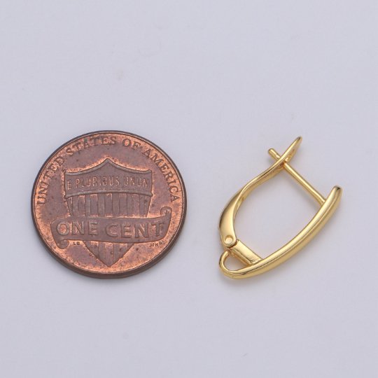 Gold Huggie Earring one touch w/ open link, 11.9x17.6mm, 14K gold plated, Nickel and Lead free, Lever back earring making Supply K-358 - DLUXCA