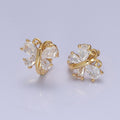 Gold Huggie Earrings Dainty Clear Cubic Zirconia Butterfly Hoop Earrings for Women T-394 - DLUXCA