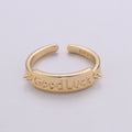 Gold Inspirational ring, GOOD LUCK ring, Word Open Adjustable Ring Valentine Gift graduation gift, lucky jewelry gift, gift for her R-176 - DLUXCA