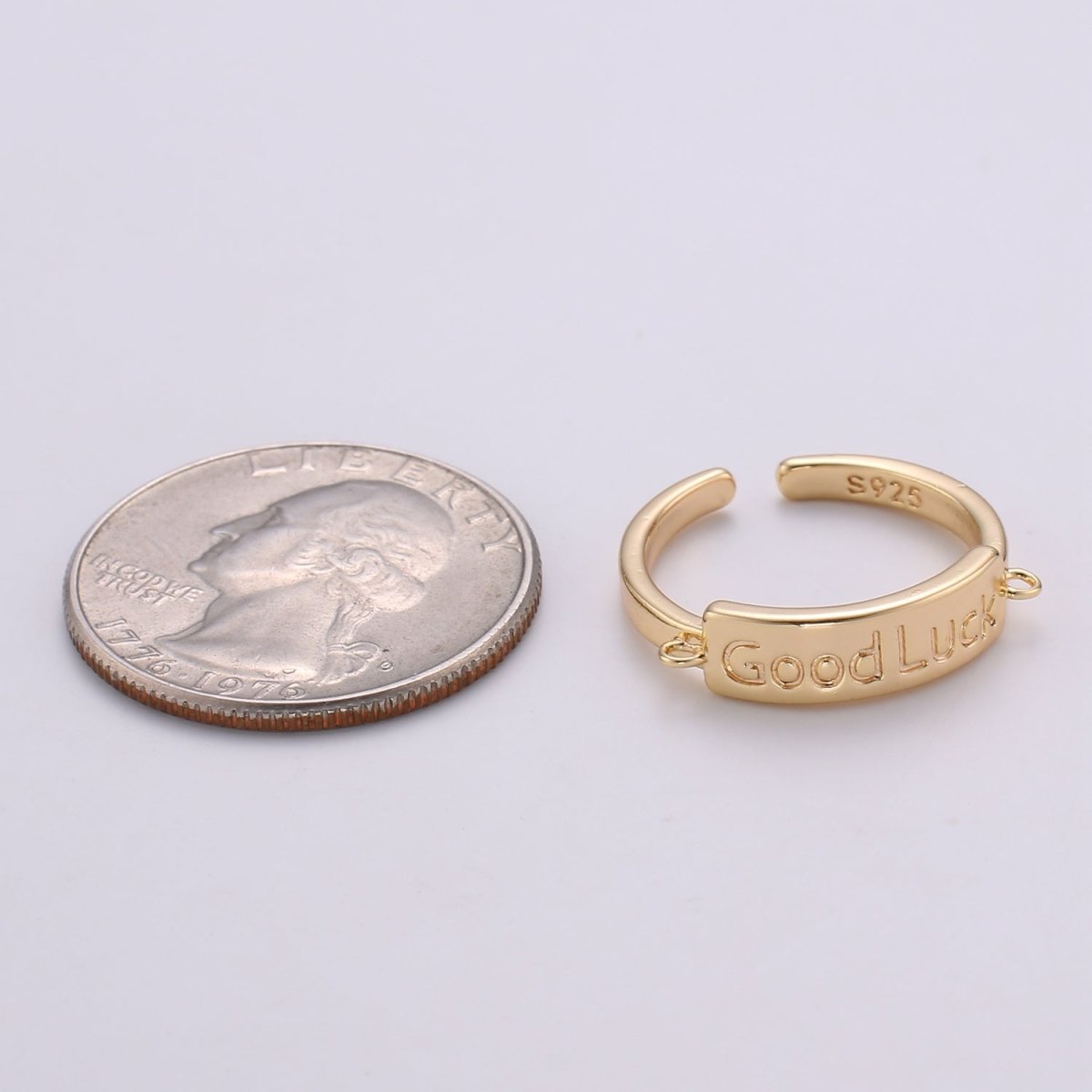 Gold Inspirational ring, GOOD LUCK ring, Word Open Adjustable Ring Valentine Gift graduation gift, lucky jewelry gift, gift for her R-176 - DLUXCA