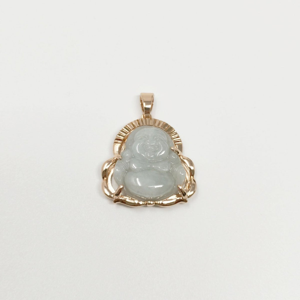 Gold Jade Buddha Light Green Buddha Jade Gold plated Pendant O-212 - DLUXCA