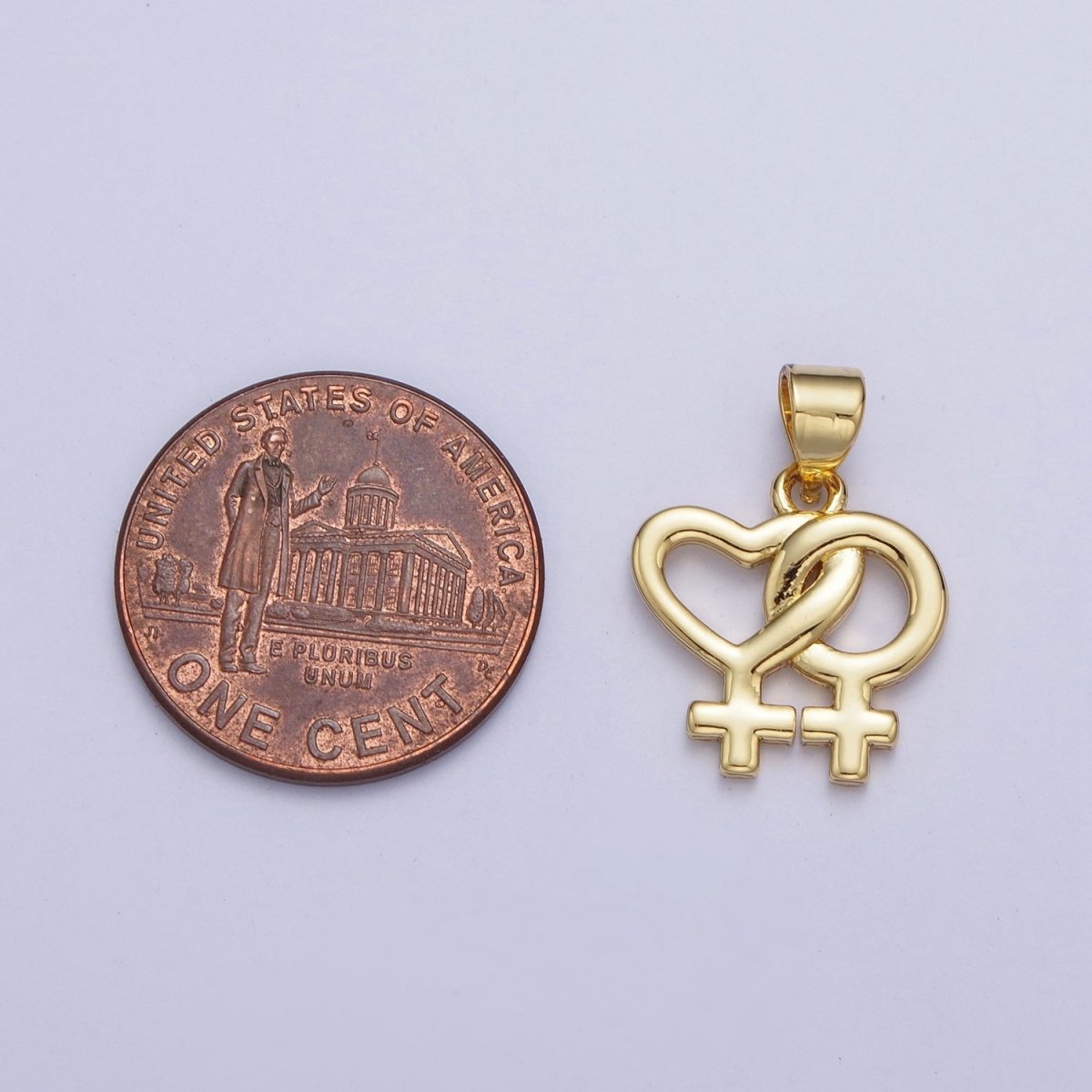 Gold Lesbian Necklace Charm 24K Gold plated Lesbian Jewelry, Pride Necklace Pendant Lesbian Gift Couple Necklace X-421 - DLUXCA