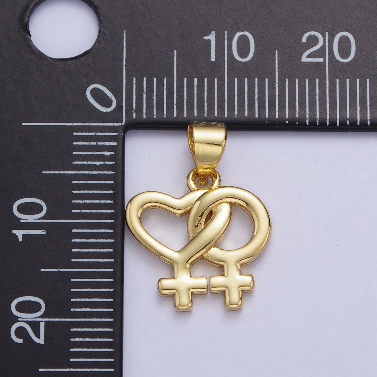 Gold Lesbian Necklace Charm 24K Gold plated Lesbian Jewelry, Pride Necklace Pendant Lesbian Gift Couple Necklace X-421 - DLUXCA