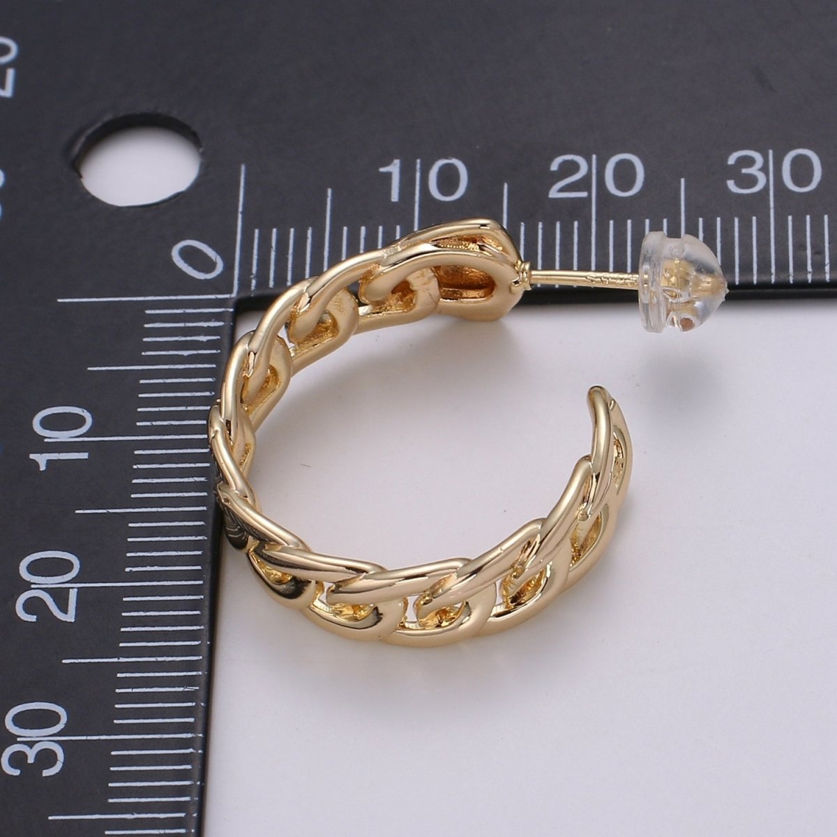 Gold Link Chain Hoop Earrings • Bold Gold Hoop Earrings • Chunky Earrings • Statement Hoops • 18k Gold plated Hoops Earring gift for her Q-458 - DLUXCA