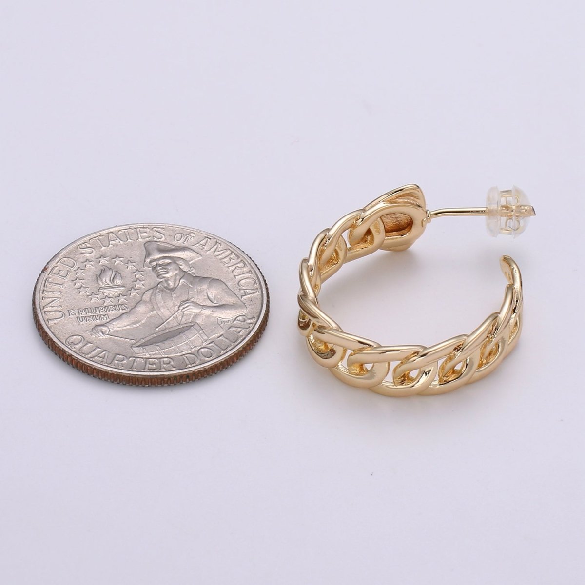 Gold Link Chain Hoop Earrings • Bold Gold Hoop Earrings • Chunky Earrings • Statement Hoops • 18k Gold plated Hoops Earring gift for her Q-458 - DLUXCA