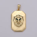 Gold Lion Charm Miliatry Tag Medallion, Gold Lion Pendant, Lion King Jewelry, Animal Necklace Charm for Men Jewelry Supply Making J-026 - DLUXCA