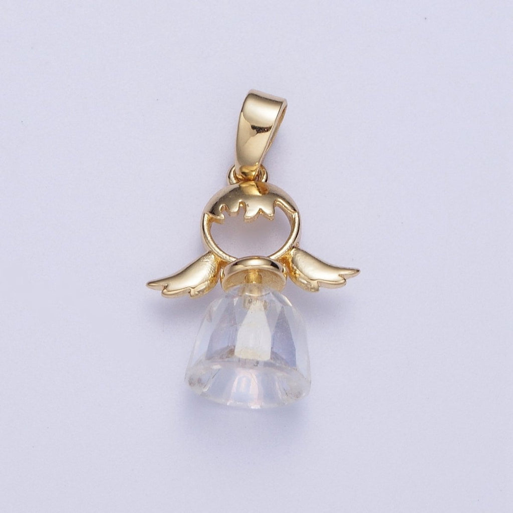 Gold Little Angel with Wings Pendant For DIY Religious Christmas Ornament Jewelry Making | X-547 - DLUXCA